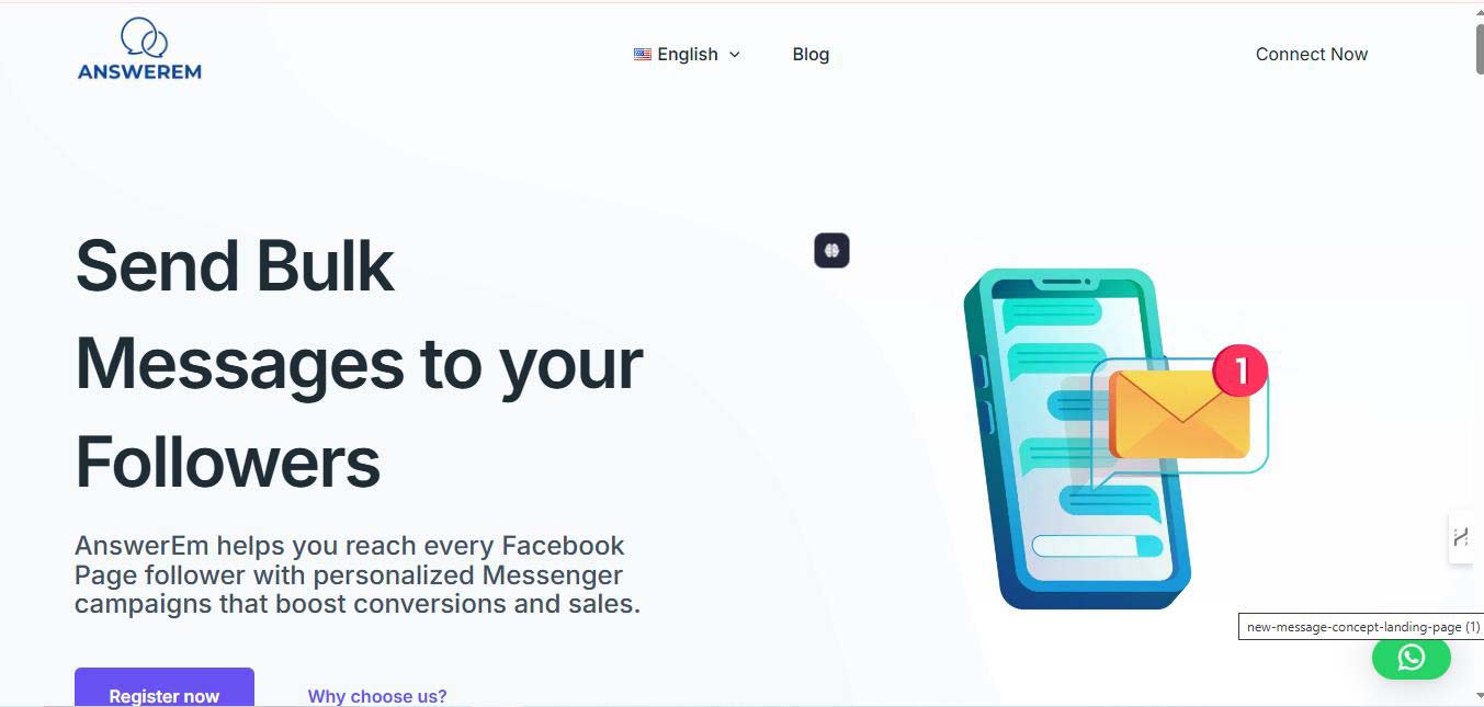معاينة صفحة الهبوط لمنصّة أنسرإم
